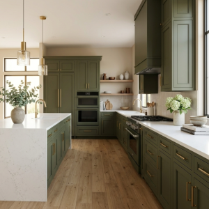 Olive Green Inset Kitchen (1)