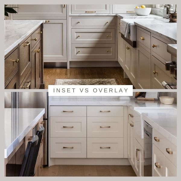 Inset vs Overlay Kitchen Cabinets Comparison Inset vs overlay kitchen cabinets comparison showing flush inset doors and full overlay cabinet fronts