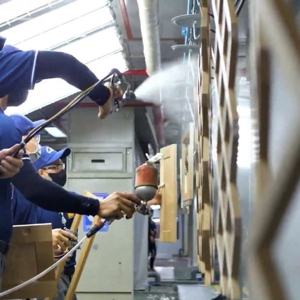 cabinet finishing process in Vietnam factory