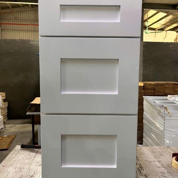 Shaker cabinet door detail showing recessed panel and clean lines