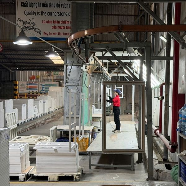 controlled environment for cabinet finish consistency in factory