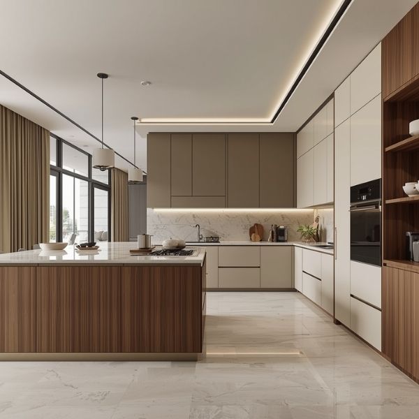 Custom kitchen cabinets manufactured in Vietnam for luxury residential projects