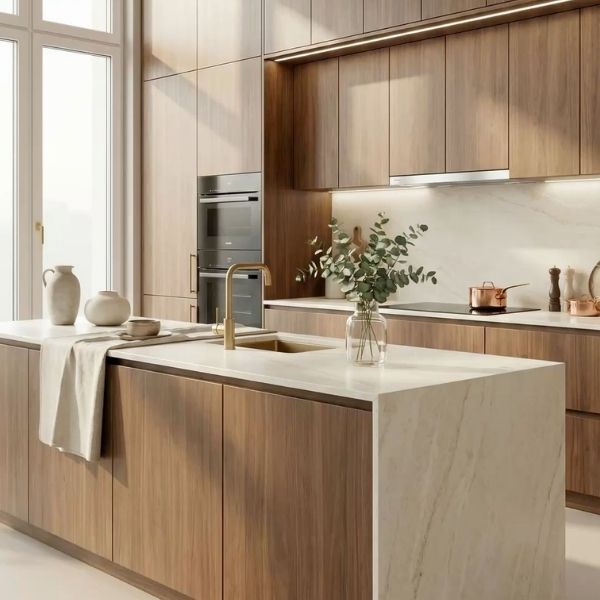laminate and wood veneer materials used in cabinet refacing
