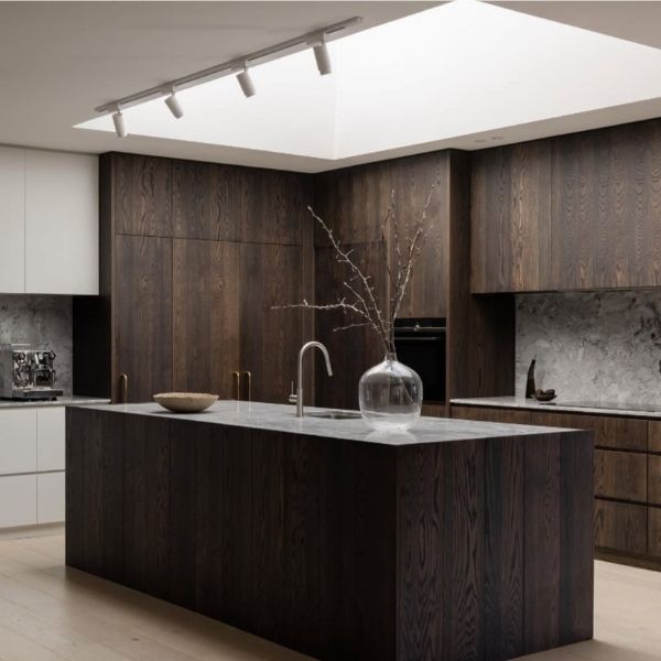 Finished kitchen project featuring premium wood cabinets