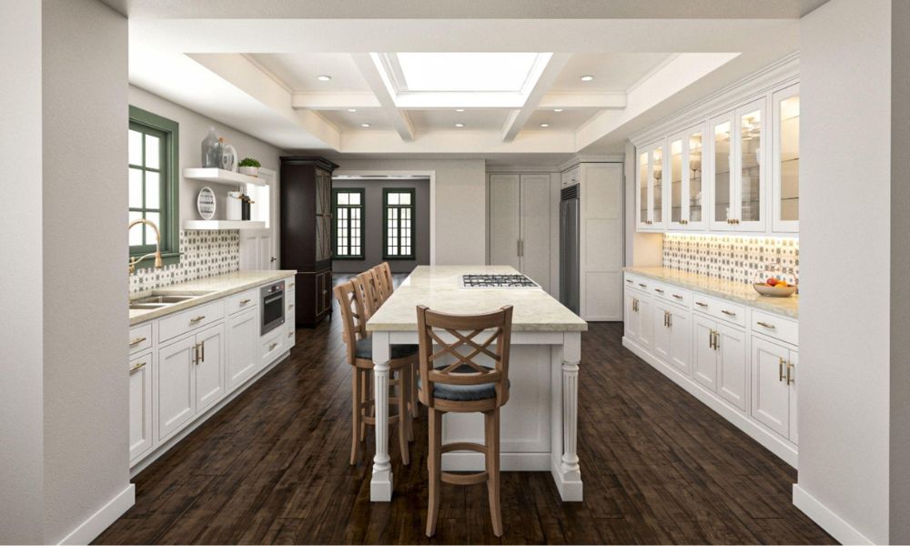 Luxury painted kitchen cabinets in contemporary interior design