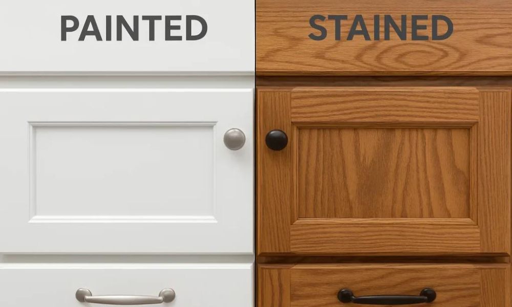 Comparison between painted kitchen cabinets and stained wood cabinets