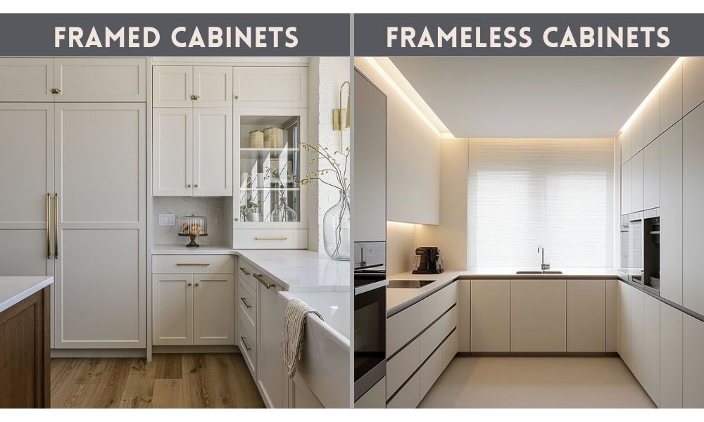 Framed vs frameless cabinet structure diagram