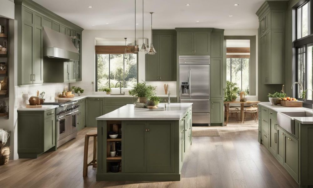 Sage green inset kitchen cabinets trending in 2026