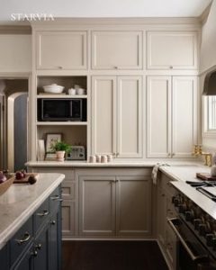 Shaker vs raised panel cabinets comparison in two kitchen designs