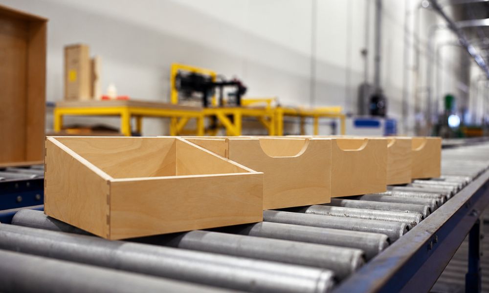 CNC machining dovetail drawer boxes in Vietnam factory
