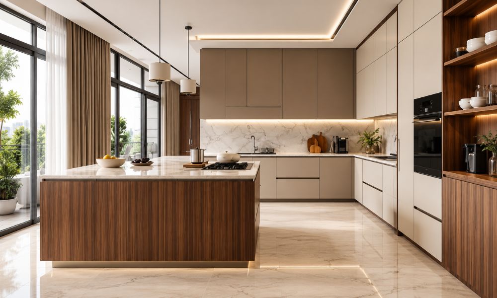 Custom kitchen cabinets manufactured in Vietnam for luxury residential projects