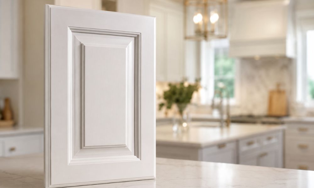 Raised panel cabinet door construction