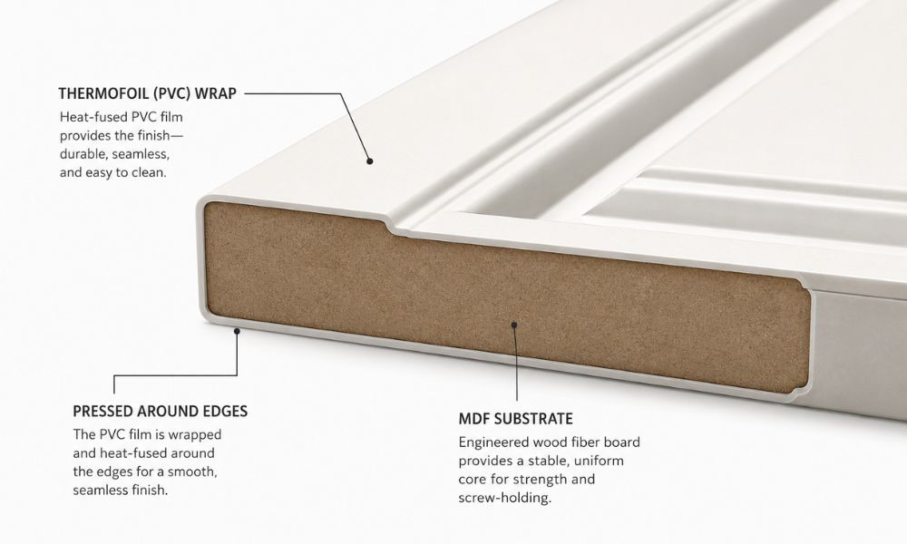 Thermofoil cabinet door construction