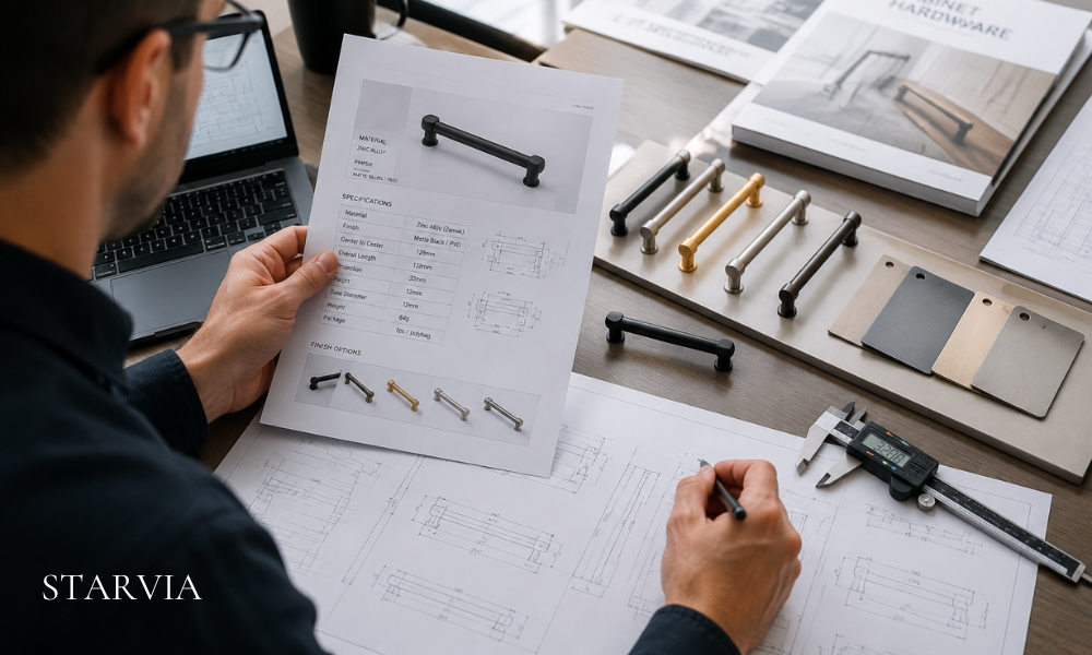 Cabinet hardware specification sheet for OEM sourcing