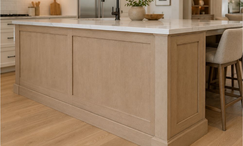 Finished back and end panels on kitchen island