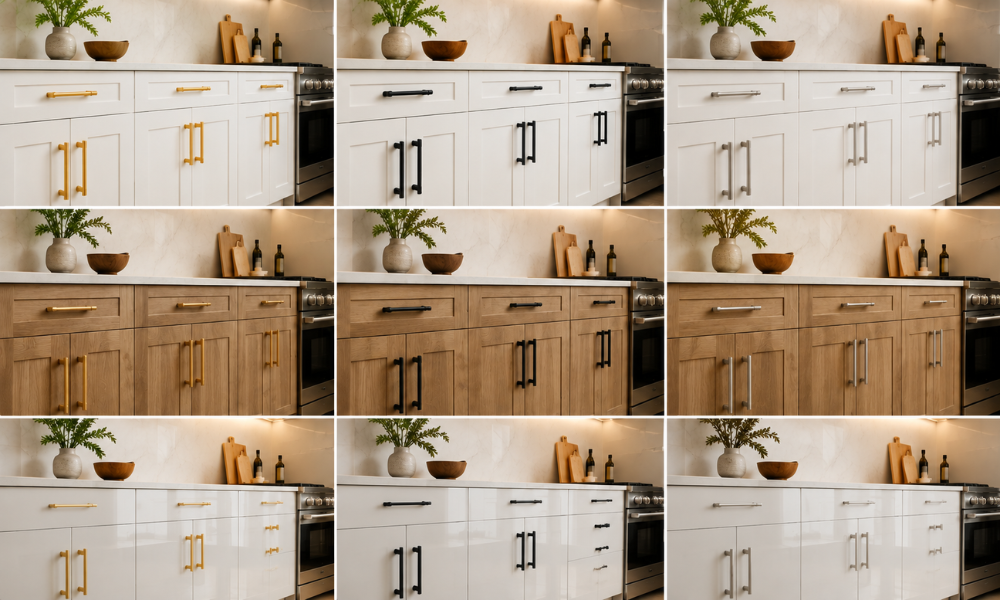 Matching cabinet hardware finishes with cabinet door styles