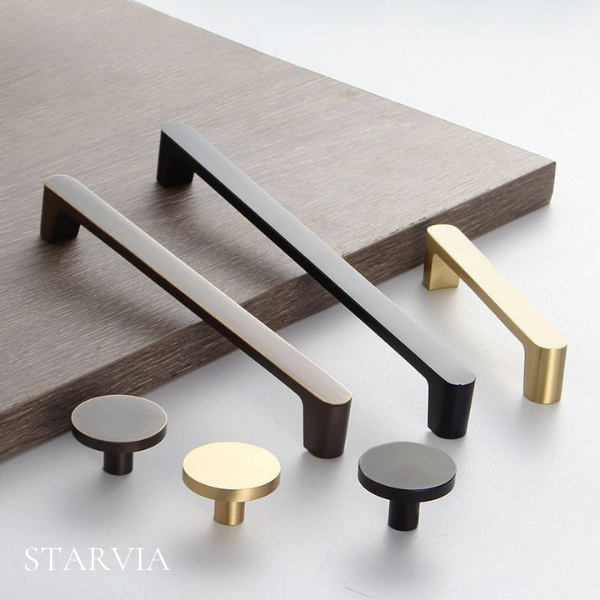 Popular cabinet hardware finishes including brushed brass matte black satin nickel graphite and bronze