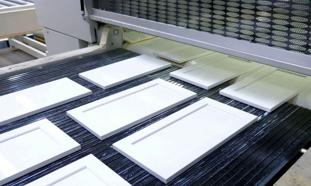 Sustainable kitchen cabinets manufacturer Vietnam low VOC finishing line