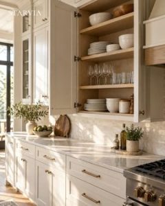 Kitchen cabinet shelf load rating wholesale OEM with loaded shelves inside American Shaker cabinets